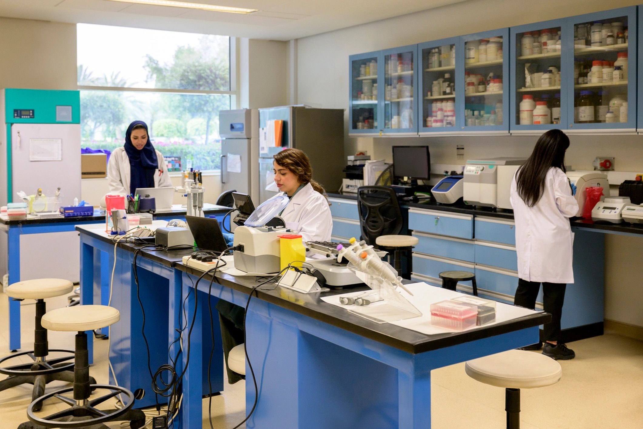 Materials science team working in a laboratory
